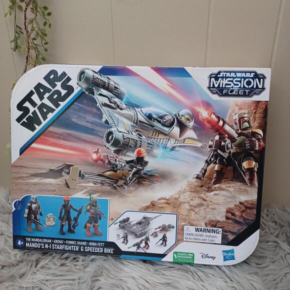 Star Wars Mission Fleet Mandos N-1 Star Fighter & Speeder Bike - Picture 1 of 3